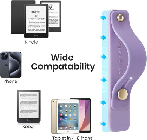 CoBak Hand Strap Holder for Kindle/Tablet - Lightweight TPU One-Handed Grip with Strong Stick, Stand for Phone