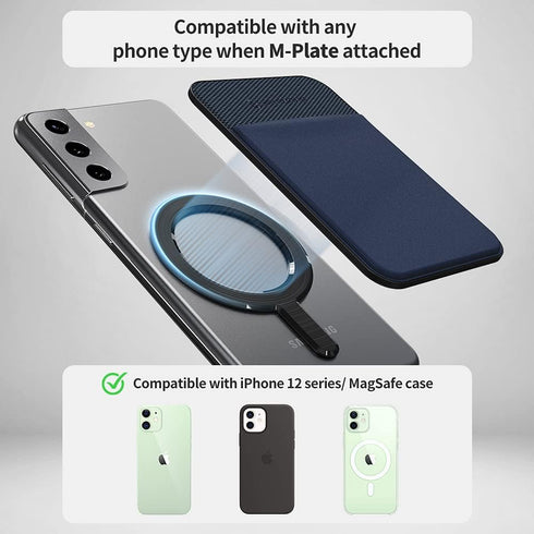 Sinjimoru Magnetic Wallet for MagSafe, Strong Card Holder for iPhone 15 14 13 12, Stretchy for IDs, Cash, Keys, M-Basic