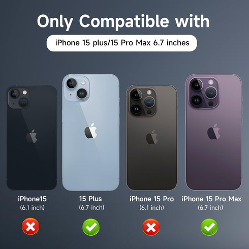 [6 in 1 for iPhone 15 Pro Max Screen Protector, 2 Pack iPhone 15 Pro Max Back Screen Protector with 2 Pack Camera Lens Protector and Front Screen Protector Glass, 9H Hardness, Ultra HD