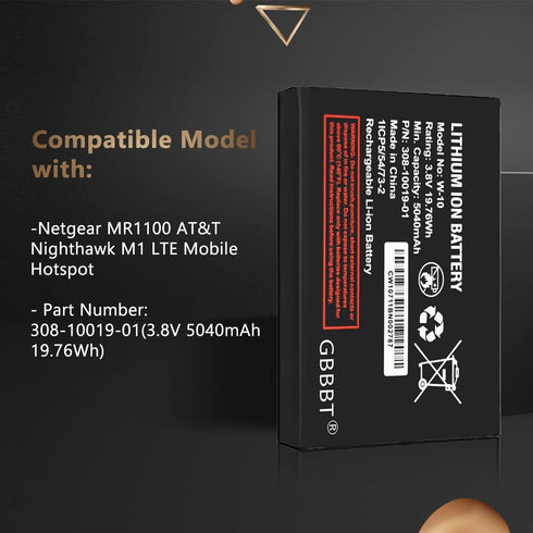W-10 Battery, 5040mAh 3.8V Replacement for Netgear MR1100 AT&T Nighthawk M1 Mobile Hotspot Router