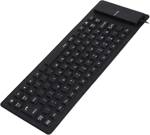 Roll-up Silicone Keyboard, Fully Sealed Silent Soft USB Wired Keyboard, 85 Keys Foldable Waterproof Flexible (Black)