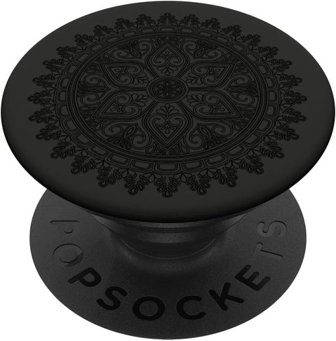 Moroccan Mandala Black Arabic Geometric Pattern Zen Gift - PopSockets Standard PopGrip