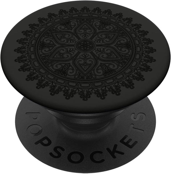 Moroccan Mandala Black Arabic Geometric Pattern Zen Gift - PopSockets Standard PopGrip