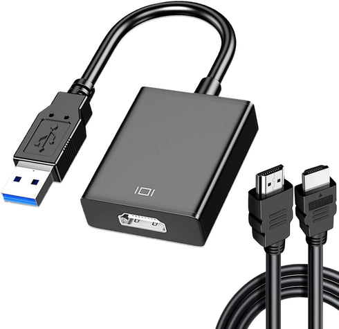 USB to HDMI Adapter with 6FT HDMI Cable, USB 3.0 to HDMI Full 1080P Video Audio Converter for PC