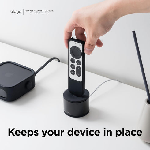elago D Stand Charging Station - Premium Aluminum Dock for Apple TV Remote, iPhone & More (Black) - Cable Required