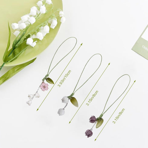 3 Pcs Tulip Flower Mobile Phone Pendant, Decorative Charms for Keychain, Backpack, Wallet