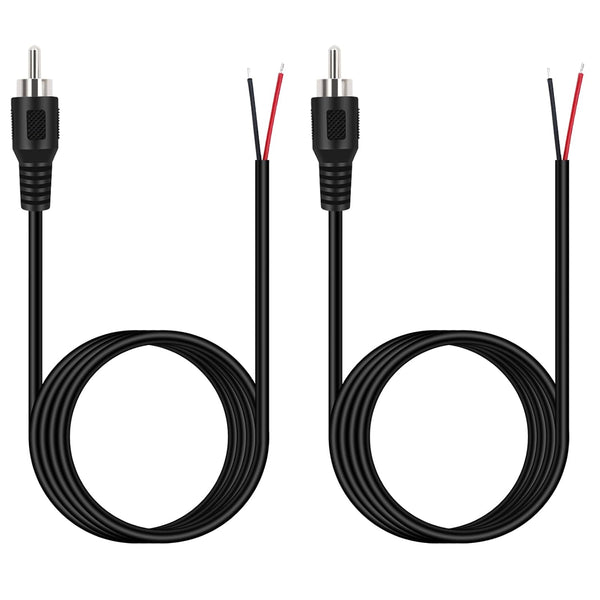 Fancasee 2 Pack 6 ft Speaker Wire RCA Male Plug Jack Connector to Bare Wire Pigtail RCA Cable