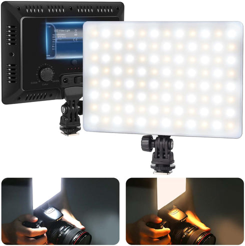 SL100D LED Video Light, Bi-Color on Camera, Continuous Dimmable Photography Lighting, Portable Studio LED Panel