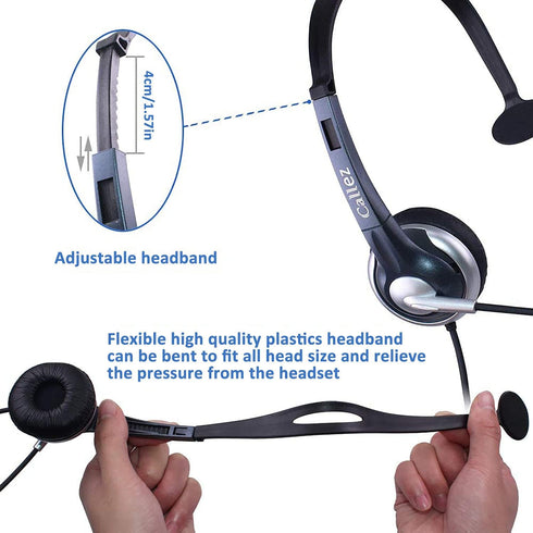 Callez Phone Headset with Noise Cancelling Microphone and Volume Control, 2.5mm Compatible with Panasonic AT&T Vtech