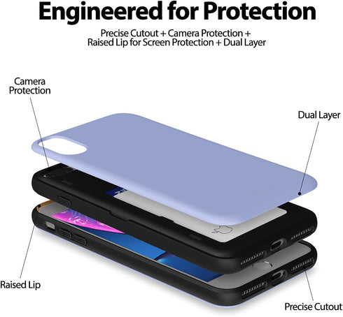 GOOSPERY iPhone 8 Plus Case - Wallet Case with Card Holder, Protective Dual Layer Bumper - Lilac Purple