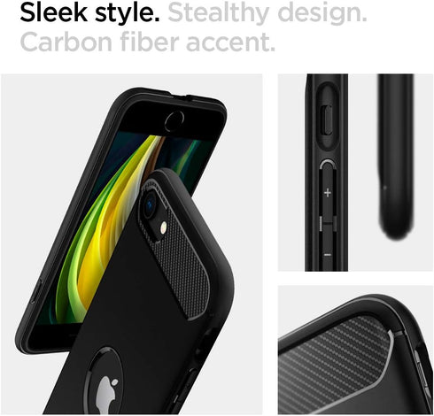 Spigen Rugged Armor Case for iPhone SE 2020, Matte Black (ACS00944)