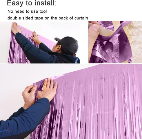 3 Pack Fringe Curtains, Tinsel Backdrop Party Decorations for Weddings, Birthdays, Christmas Events