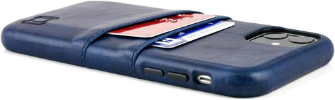 Dockem Wallet Case for iPhone 11 with Built-in Metal Plate for Magnetic Mounting & 2 Credit Card Holders, Navy Blue