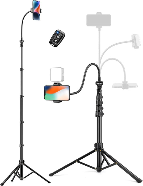 Victiv Phone Tripod Stand, 84" Tall Flexible Cellphone Tripod for iPhone with Gooseneck