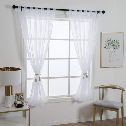 ZebraSmile 1 Panel Tab Top Voile Sheer Curtain, White Loop Sheers for Living Room, Bedroom, Small Window 69(H) X55(W) in
