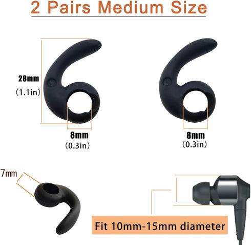 Replacement Earbuds Tips, Anti Slip Silicone Earhooks, Earbuds Cover, Eartips Fins Wings Stabilizer for In-Ear Earbuds