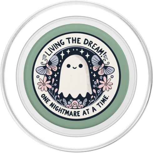 Bookish Book Lover Librarian Phone Popper Spooky Ghost Dark Humor Living the Dream Bookish Reading PopSockets PopGrip