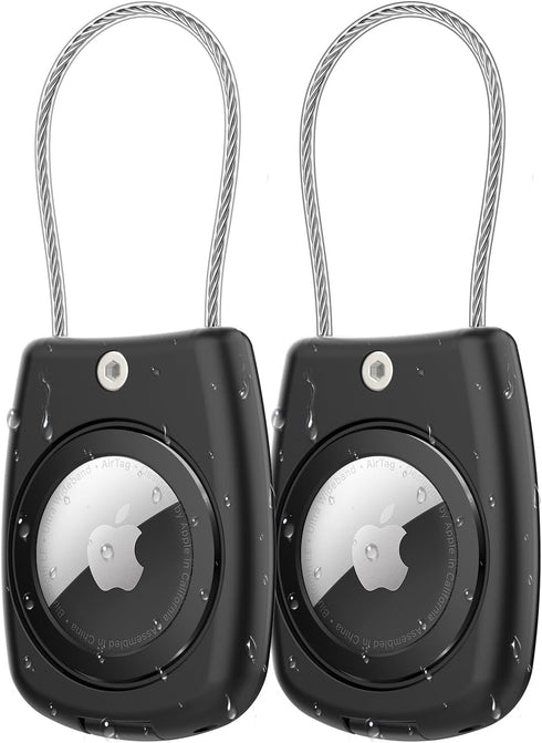 HATALKIN 2 Pack IPX8 Waterproof AirTag Holder, Secure Holder with Wire Cable for Keys, Luggage, Backpack