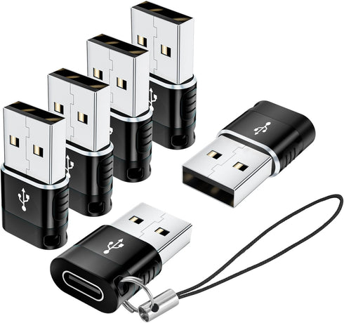 USB to USB C Adapter (6 Pack), USB A to USB C Adapter, USB Charger Connector for iPhone 15, MacBook, Cellphone