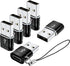 USB to USB C Adapter (6 Pack), USB A to USB C Adapter, USB Charger Connector for iPhone 15, MacBook, Cellphone