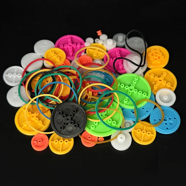 URIMPAVIDO 95PCS Belt Pulley Set Plastic Belt Pulley with Rubber Band for RC