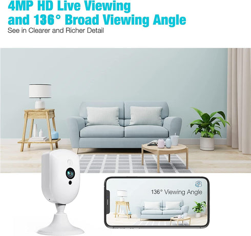 VIMTAG Indoor 2.5K/4MP HD WiFi Camera for Home Security, AI Human/Sound/Motion Detection, Night Vision, 2-Way Audio