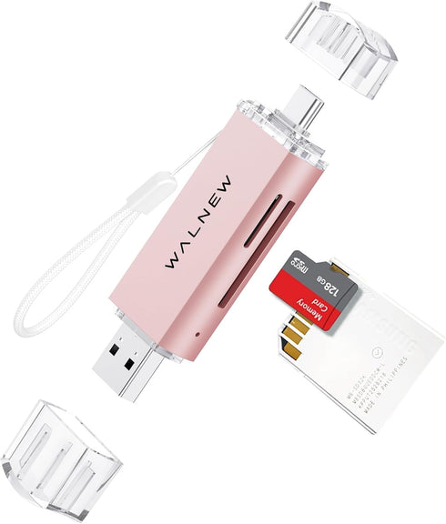 WALNEW SD Card Reader, USB 3.0 and USB-C to SD/TF Memory Card Adapter