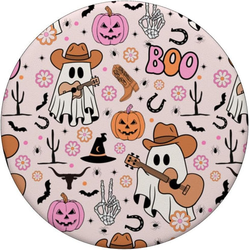PopSockets Adhesive PopGrip Spooky Ghost Cowboy Cute Halloween Boo Western Retro Pastel