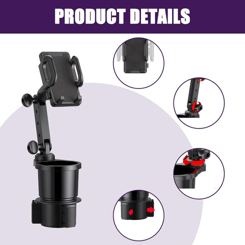 Ajxn 1 PC Car Cup Holder Phone Mount, Universal Adjustable Cradle for Most Cars, Black