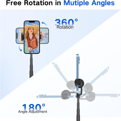 YUANRAN 62 inch Selfie Stick Tripod for iPhone, Auto-Open Phone Tripod Stand with Magnetic Smart Remote Support Cell