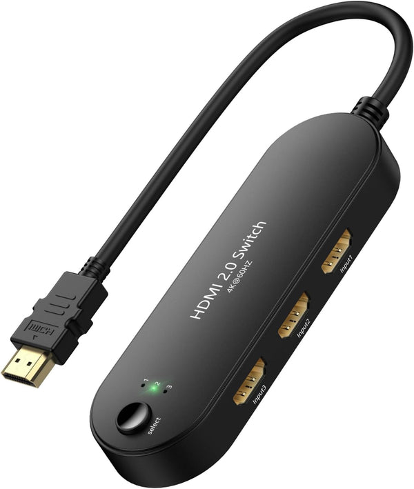 HDMI Switch 4K@60Hz, Vilcome 4K HDMI Splitter 3 in 1 Out, Multi Port HDMI Hub Selector for Xbox PS3 4 5 TV Gaming