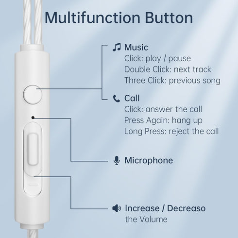VIKEN Wired Earbuds with Microphone, Heavy Bass In-Ear Headphones, Noise Isolating Tips (S/M/L), Compatible with All