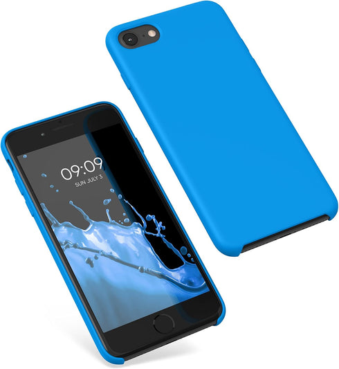 kwmobile TPU Silicone Phone Cover Case - Radiant Blue, Compatible with Apple iPhone SE (2022/2020), iPhone 8/7