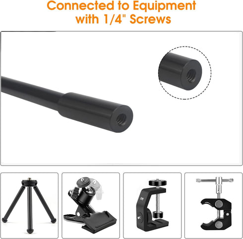 Gooseneck Camera Mount 11 inch Arm, 1/4 20 Threaded Flexible Tube Arm for Phone Holder, DSLR Tripod, Security Cam