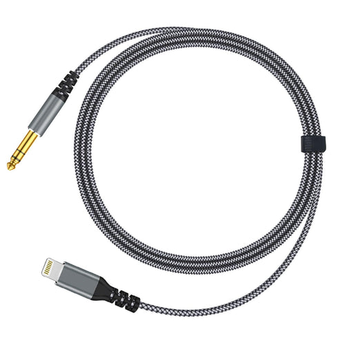 Lightning to 6.35mm 1/4" TRS Audio Stereo Cable, 4FT MFi Certified Male Adapter for i-Phone 14/13/12/Pro Max, Mixer,