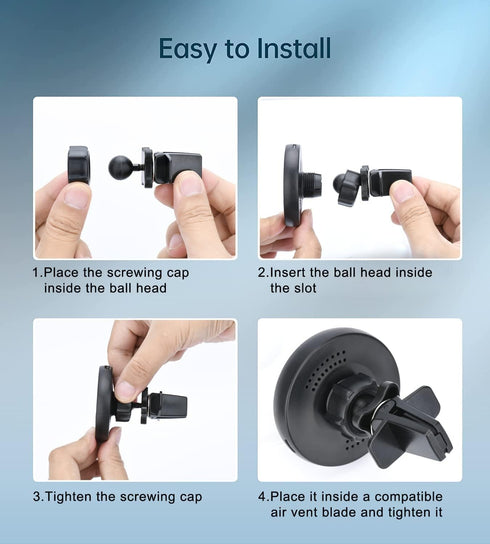 Magnetic Wireless Car Charger Mount, Compatible with Magsafe iPhone 15/14/13, Fast Charging Air Vent