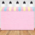 HQM 7X5ft Pink Brick Wall Ice Cream Parlor Photography Background Fabric Princess Girl Kids Baby Girl Birthday Party