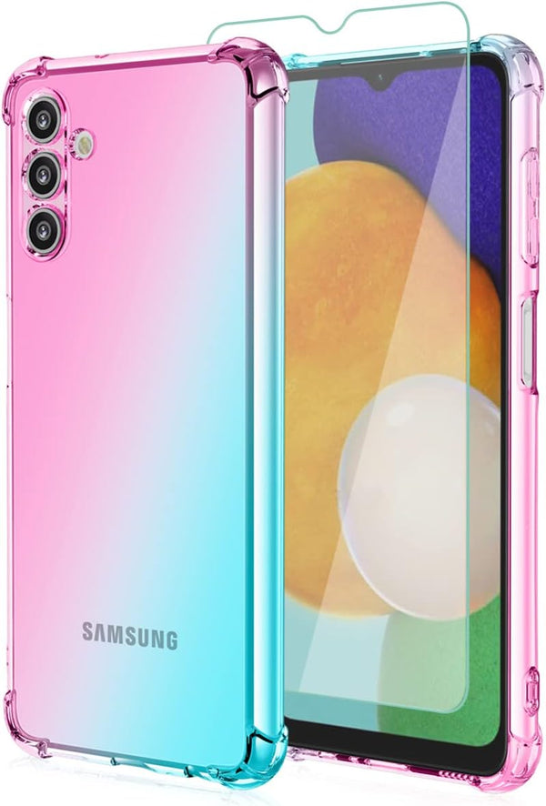 Osophter Clear Case for Galaxy A13 5G, Transparent TPU Shock-Absorption Cover for Samsung A13 5G (Pink Teal)