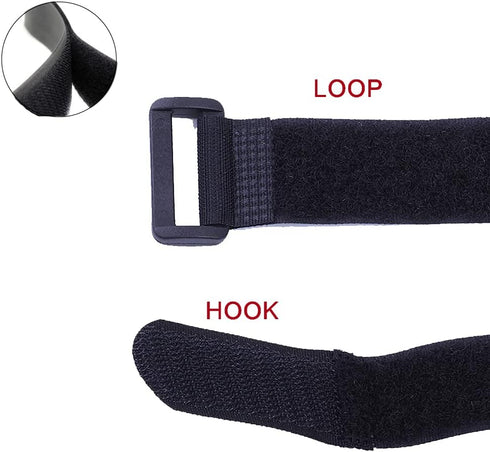 10 Pack Fastening Nylon Strap with Buckle, Reusable Self-Adhesive Hook and Loop Cable Securing Straps