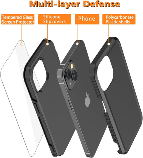 Diverbox iPhone 15 Case, Shockproof and Dropproof with Tempered Glass Screen Protector, Heavy Duty Protection Cover