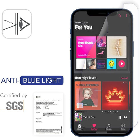 ARMOR Flexible Glass Screen Protector for iPhone 12 Pro Max, Anti Blue-Light with Anti-Glare
