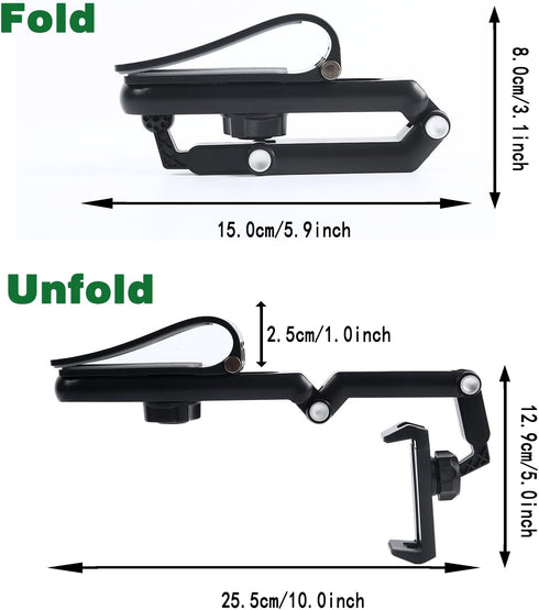Hiravira 360 1080 Sun Visor Phone Holder, Rotatable and Extendable Car Phone Holder, Multifunction Rear View Mirror