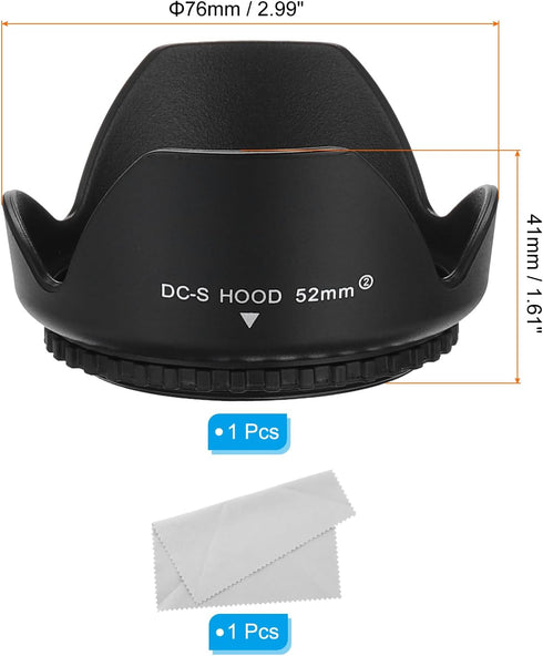 PATIKIL 52mm Camera Lens Hood, Reversible Flower Lens Hood Protector with Cloth for Anti-Reflection Blocks Excess Sunlight Enhance Photography for Nikon, for Fujifilm, for Pentax