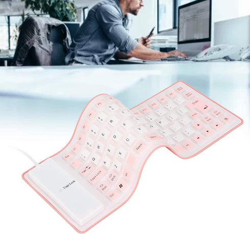 Silicone Keyboard, Foldable Flexible USB Wired Gaming Keyboard, 85 Keys, Fully Sealed Design, Waterproof, Dustproof