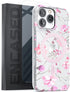 ENCASED Magnetic Case for iPhone 14 PRO with Screen Protector - Compatible with MagSafe Accessories (Pink Flowers)