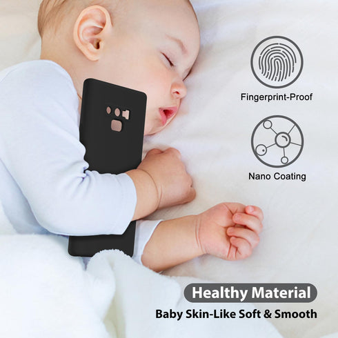 oakxco Black Galaxy Note 9 Phone Case, Liquid Silicone Cute Thin Slim Soft Rubber TPU Protective Bumper