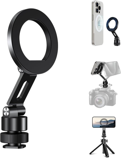 elitehood Aluminum Magnetic Camera Phone Mount with 360 Rotatable Cold Shoe Base, MagSafe