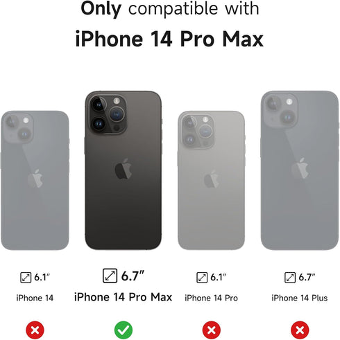SURITCH 14 6.7 Inch, for iPhone Pro Max Case with Magnetic Camera Slide Cover and Adjustable Kickstand, Compatible