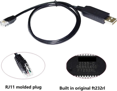 HGTTREA RS232 RJ11 RJ12 6P4C Communication 5I 8I 9I 11I, Cable(1.8m) USB to Adapter Controller Cable Fit Compatible PC