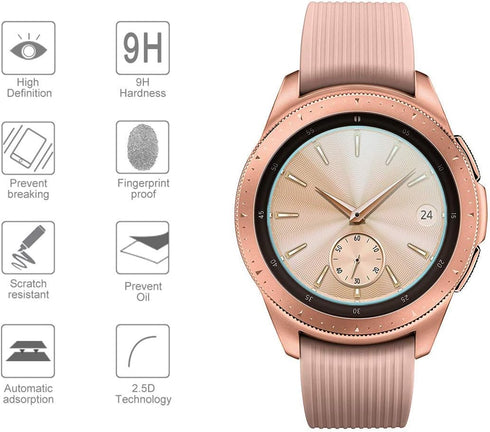 4-Pack Tempered Glass Screen Protector for Samsung Galaxy Watch 4 Classic 42mm, Galaxy Watch 42mm, & Galaxy Watch 3